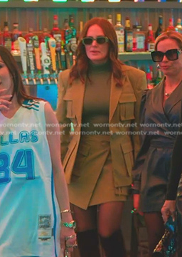 Meredith’s khaki cargo jacket and mini skirt on The Real Housewives of Salt Lake City