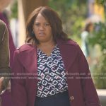 Miranda’s blue geometric print blouse on Greys Anatomy