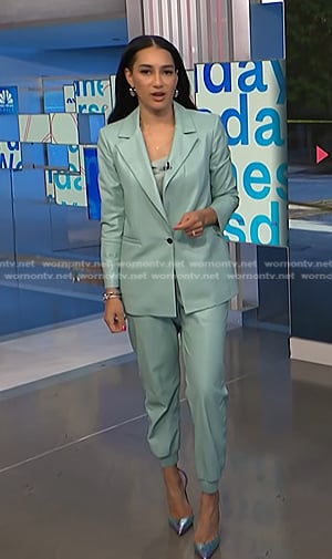 Morgan’s blue leather blazer and pants on NBC News Daily
