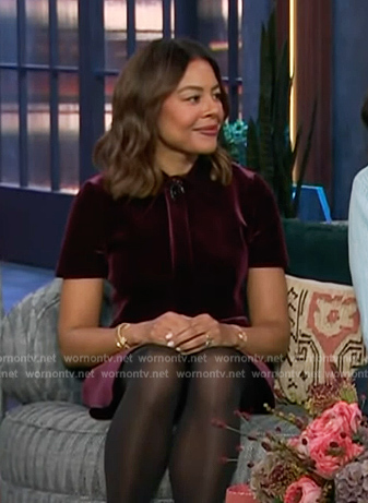 Nancy Twine’s burgundy velvet dress on The Kelly Clarkson Show