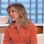 Natalie’s orange corduroy button front dress on The Talk