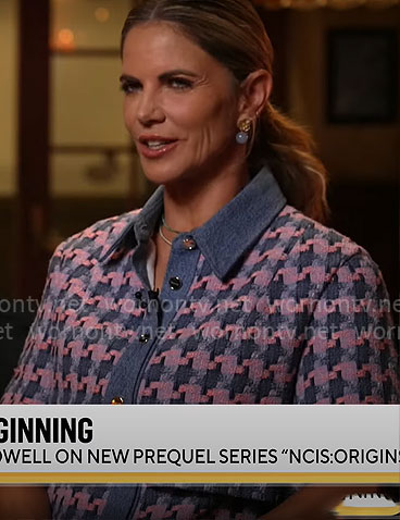 Natalie’s pink houndstooth dress on CBS Mornings