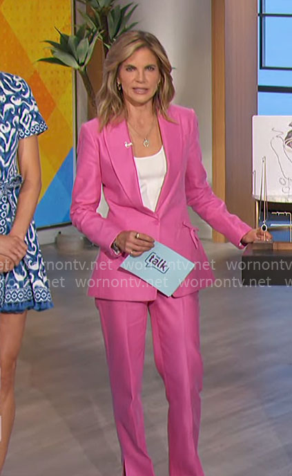 Natalie’s pink bow pocket blazer and pants on The Talk