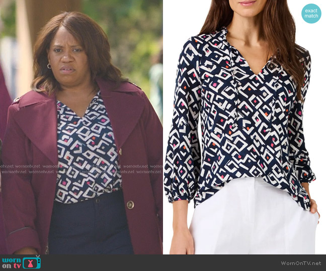 Nic + Zoe Indigo Angles Top worn by Miranda Bailey (Chandra Wilson) on Greys Anatomy