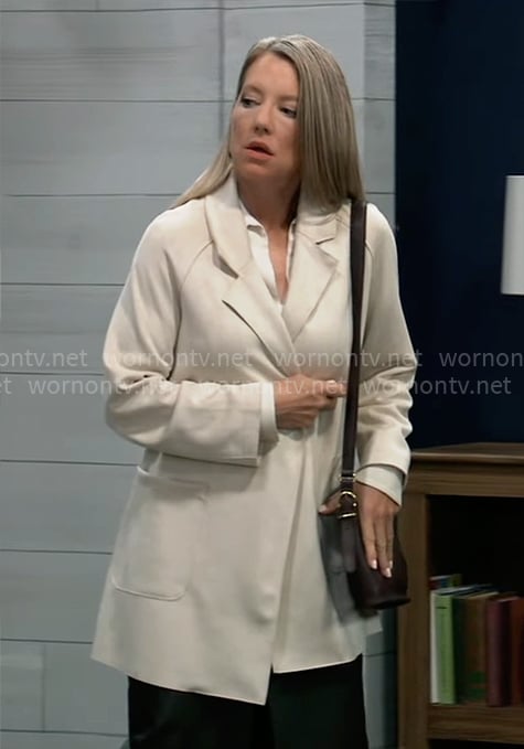 Nina’s ivory suede jacket on General Hospital