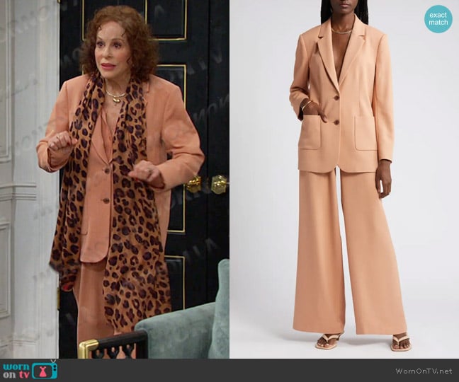 Nordstrom Textured Patch Pocket Blazer in Tan Cork worn by Vivian Alamain (Louise Sorel) on Days of our Lives