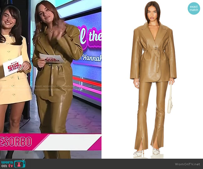 Norma Kamali Oversized Single Breasted Jacket in Woods worn by Hannah Berner on Today