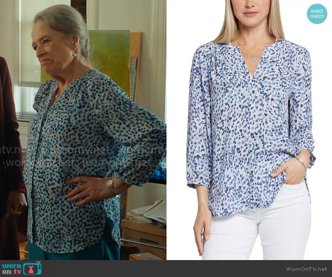 NYDJ Pintuck Blouse in Hayward Hills worn by Madeline Matlock (Kathy Bates) on Matlock