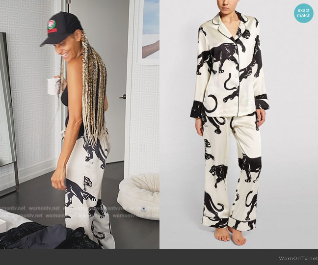 Silk Lilia Panther Print Pyjama Set Olivia Von Halle worn by Racquel Chevremont on The Real Housewives of New York City
