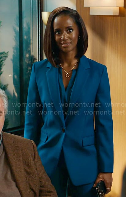 Olympia’s teal blazer and pants on Matlock