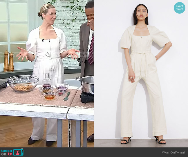 & Other Stories Belted Zip-Front Jumpsuit in white worn by Justine Doiron on Today