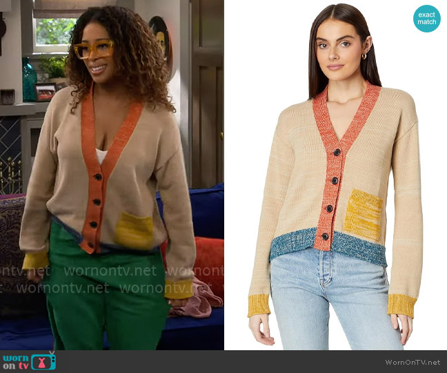 Pendleton Silvie Colorblock Cardigan worn by Courtney (Skye Townsend) on The Neighborhood