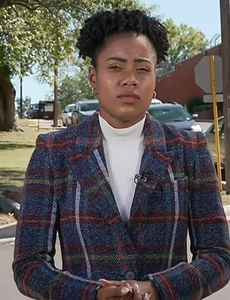 Priscilla Thompson’s plaid blazer on NBC News Daily