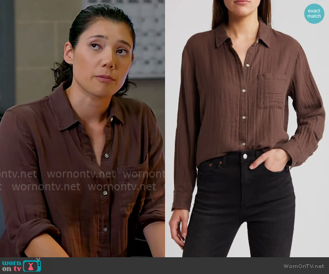 Rails Ellis Shirt in Birch worn by Violet Mikami (Hanako Greensmith) on Chicago Fire