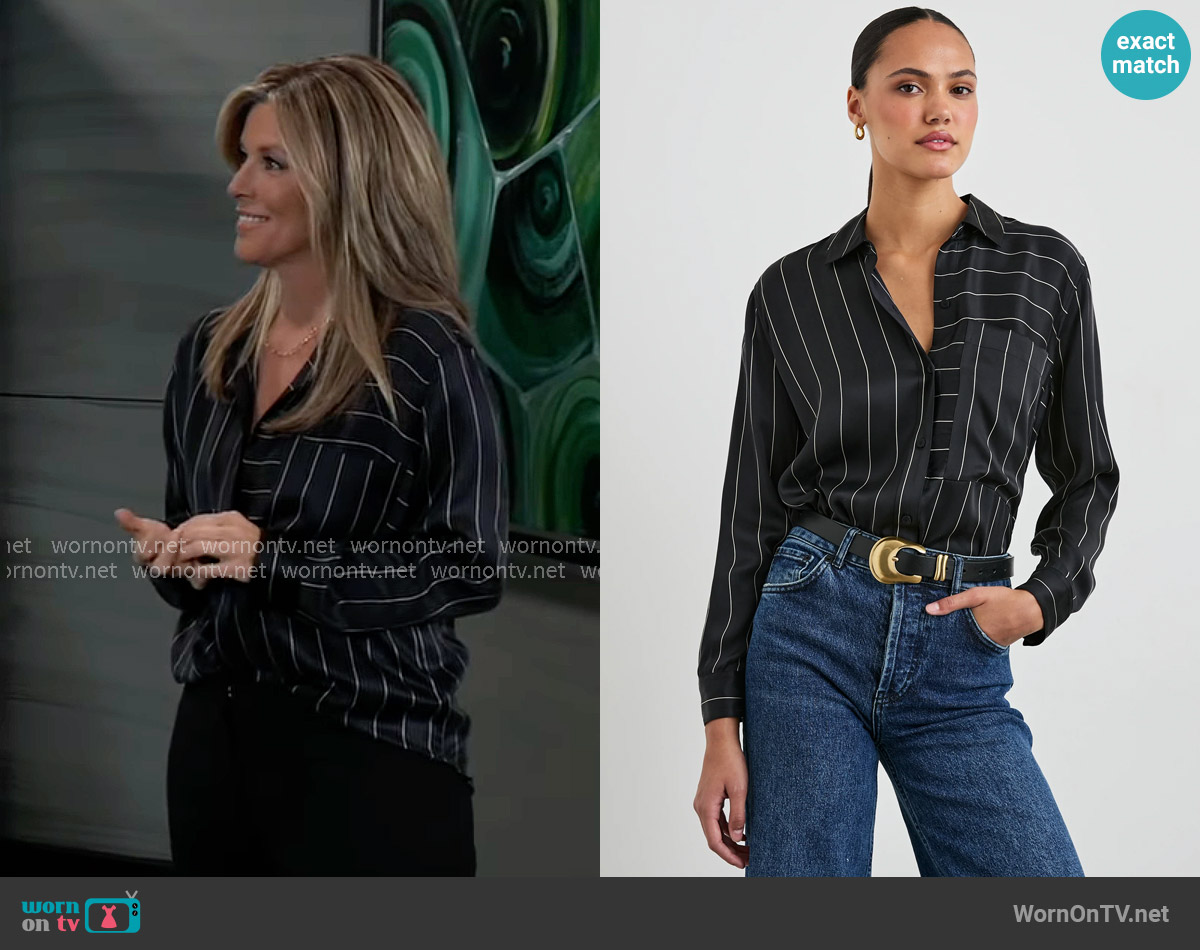 Rails Spencer Shirt in Ink worn by Carly Spencer (Laura Wright) on General Hospital