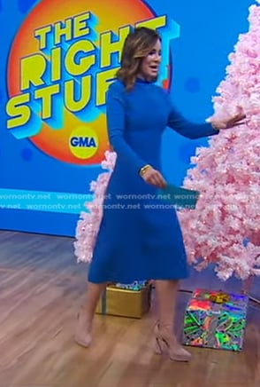 Rebecca’s beige platform pumps on Good Morning America