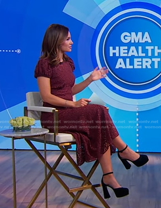 Rebecca’s black suede platform pumps on Good Morning America
