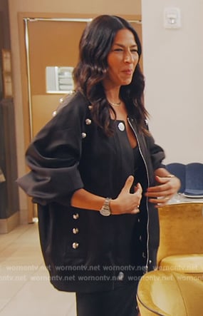 Rebecca’s black studded jacket on The Real Housewives of New York City