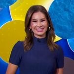 Rebecca’s navy ribbed short sleeve top on Good Morning America