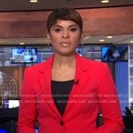 Jericka Duncan’s red blazer and pant suit on CBS Evening News