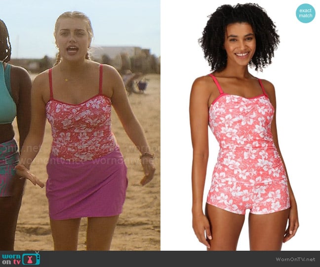 Regatta Aceana II Hibiscus Tankini Top in Peach Bloom worn by Imogen Heaney (Rhea Norwood) on Heartstopper