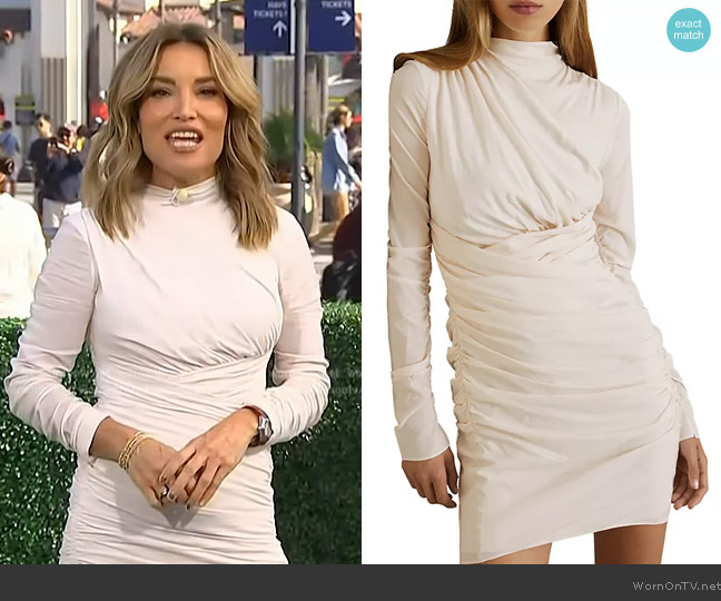 Reiss Kitty Ruched Stretch Minidress worn by Kit Hoover on Access Hollywood