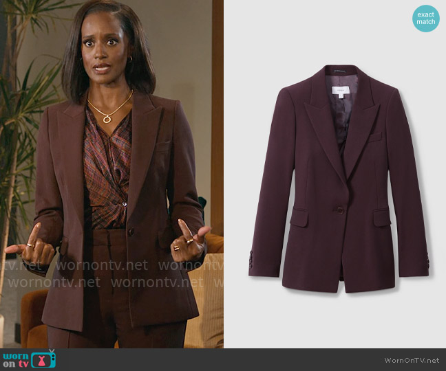 Reiss Gabi Blazer in Berry worn by Olympia (Skye P. Marshall) on Matlock