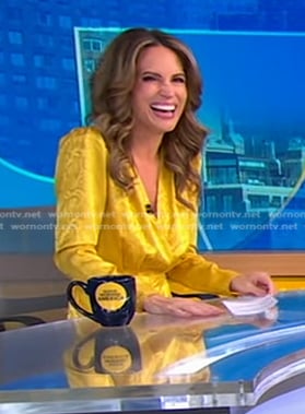 Rhiannon’s yellow snake print wrap blouse on Good Morning America