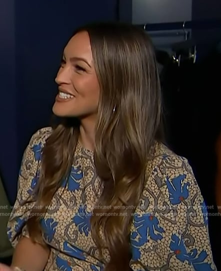 Emily Orozco’s floral print mini dress on Access Hollywood