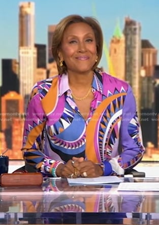 Robin’s abstract print shirt on Good Morning America
