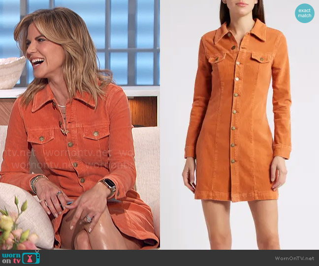 Rollas Morgan Long Sleeve Corduroy Shirtdress worn by Natalie Morales on The Talk