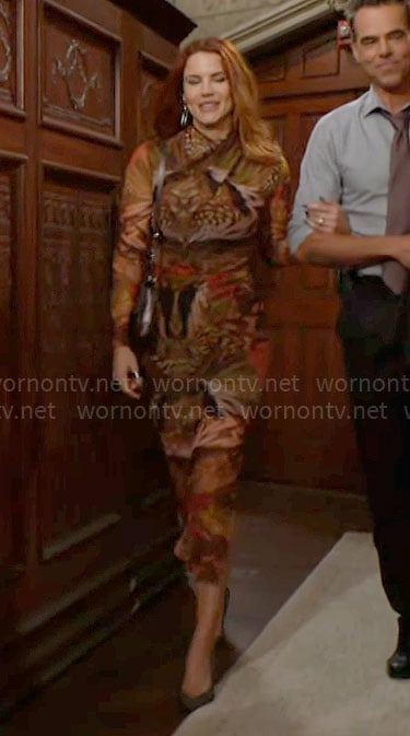 Sally’s abstract print mesh midi dress on The Young and the Restless