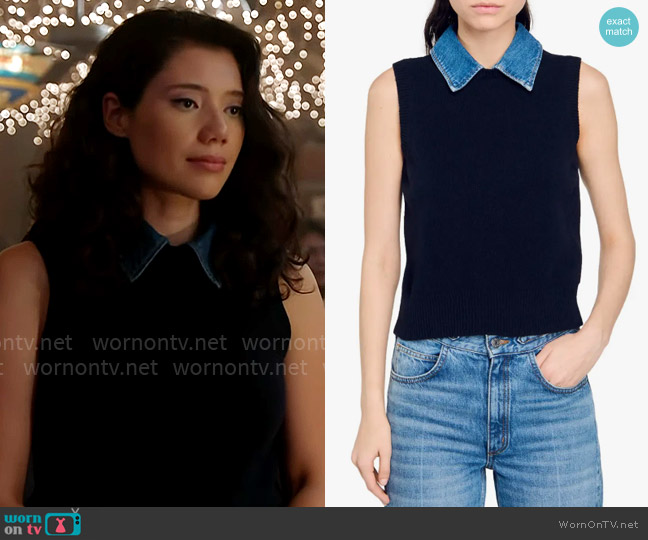 Sandro Nimes Sweater worn by Violet Mikami (Hanako Greensmith) on Chicago Fire