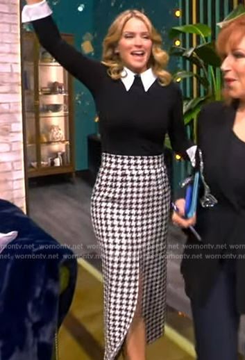 Sara’s houndstooth skirt and polo sweater on The View