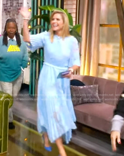 Sara’s blue lace asymmetric dress on The View