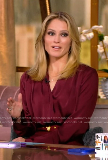 Sara’s burgundy blouse and pants on The View