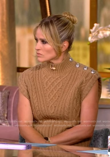 Sara’s beige cable knit vest on The View
