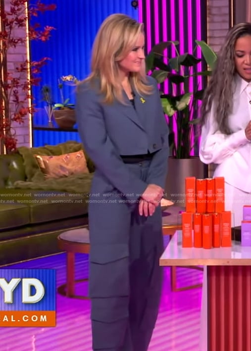 Sara’s blue cropped blazer and pants on The View