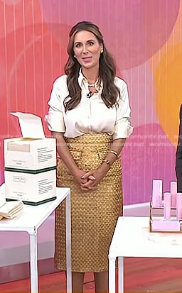 Sarah Eggenberger’s metallic gold skirt on Today
