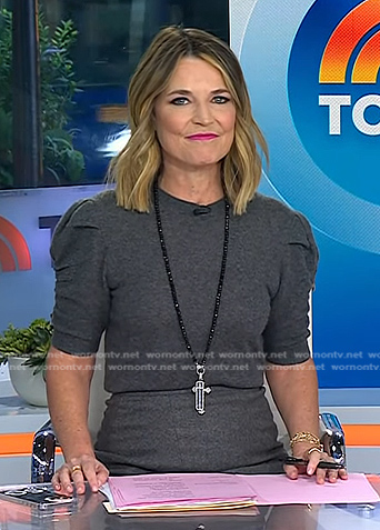 Savannah’s grey puff sleeve sweater on Today