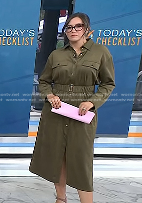 Savannah’s olive green shirtdress on Today