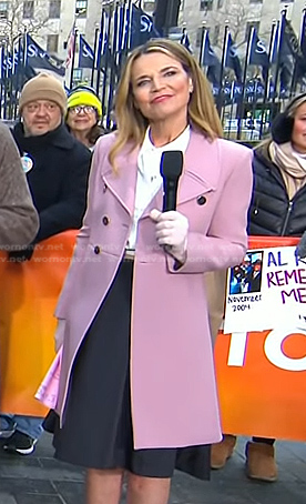 Savannah’s pink double breasted coat on Today