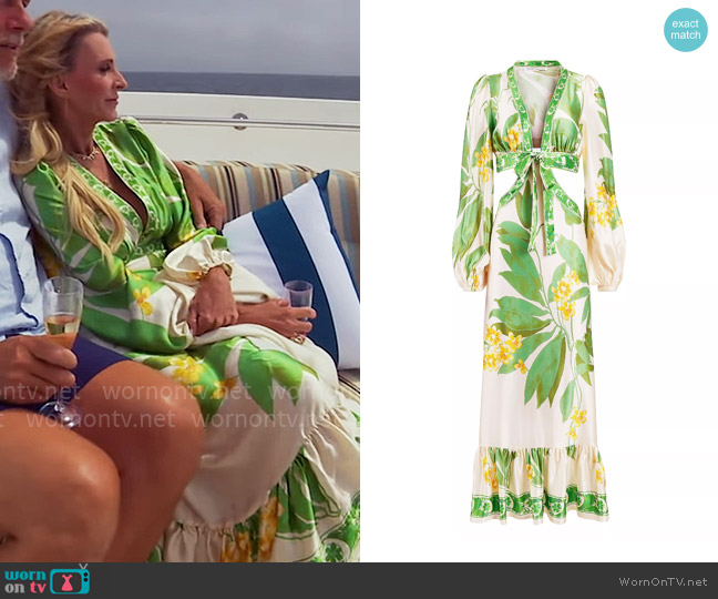 Secret Mission St Lucia Lydia Printed Silk Maxi Dress worn by Joan Vassos on The Golden Bachelorette