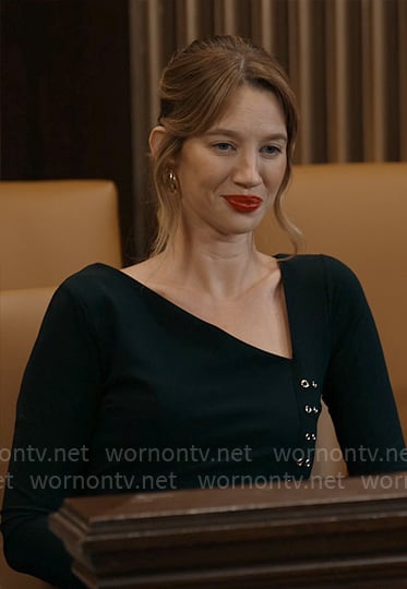 Shae’s black lace-up dress on Matlock
