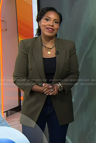 Sheinelle’s green double breasted blazer on Today