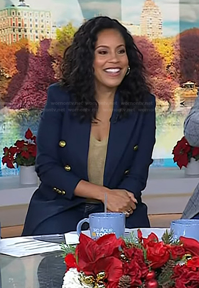 Sheinelle’s navy blazer with gold buttons on Today