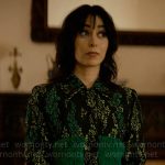Sofia’s green fur detail jacket and skirt set on The Penguin