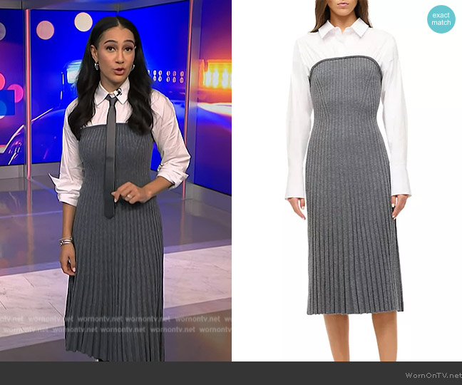 Staud O'Keefe Wool-Blend Midi-Dress worn by Morgan Radford on NBC News Daily