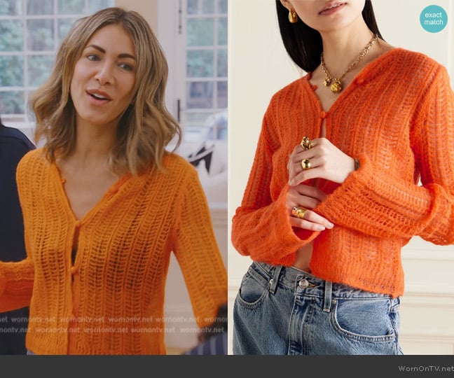Stella McCartney Open-knit alpaca-blend cardigan worn by Erin Lichy on The Real Housewives of New York City