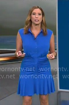 Stephanie Abrams’ blue ruched shirtdress on CBS Mornings